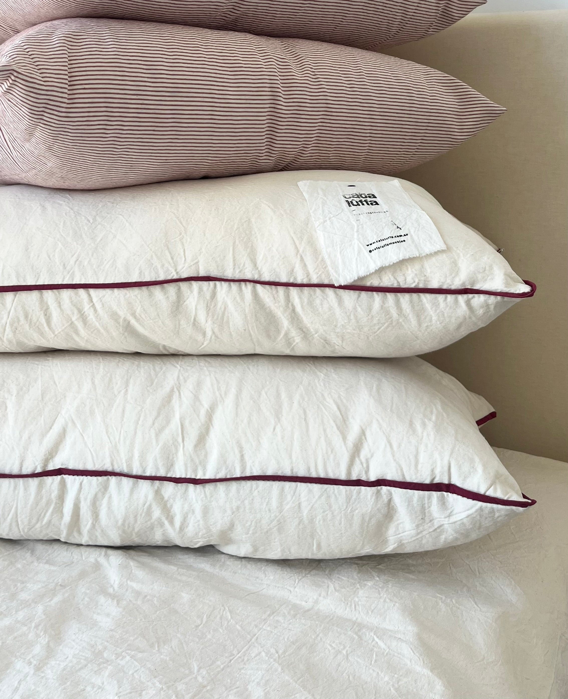 Almohadón Tusor Crudo / Borravino