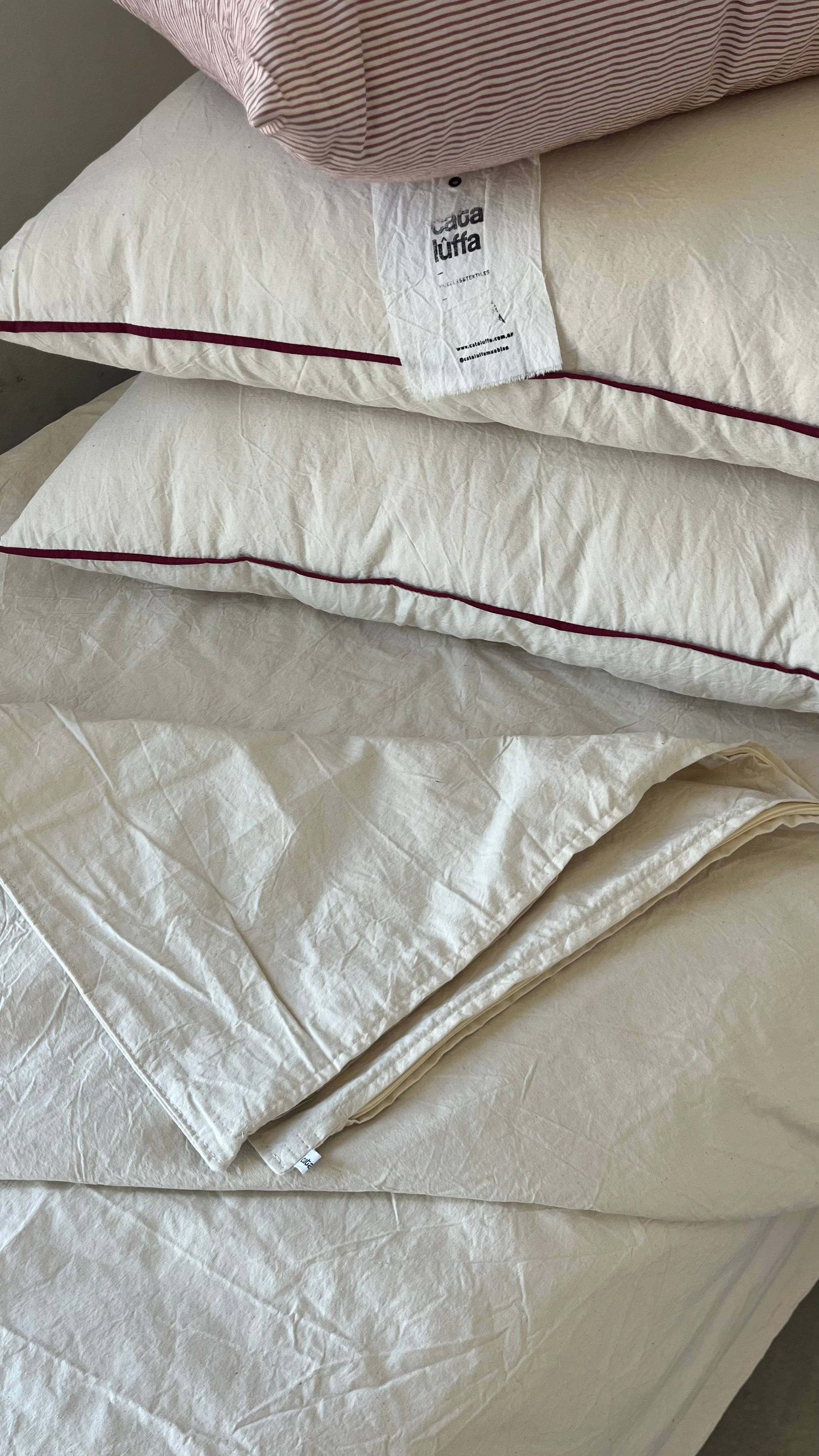 Almohadón Tusor Crudo / Borravino